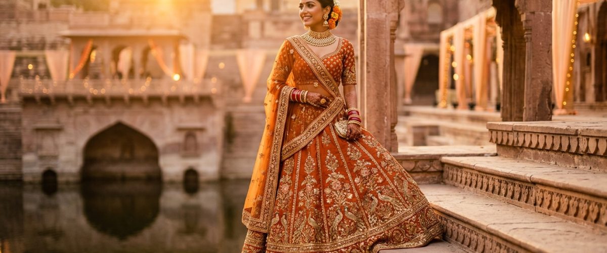 Indian bridal designer lehenga showcased at fashion show 2026