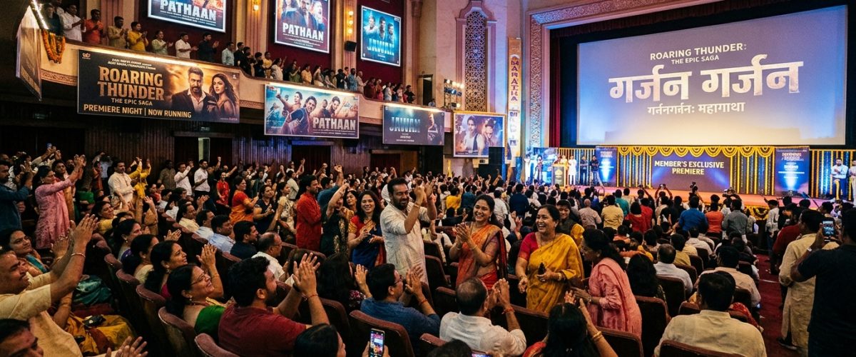 South Indian cinema movie hall packed audience watching blockbuster 2026