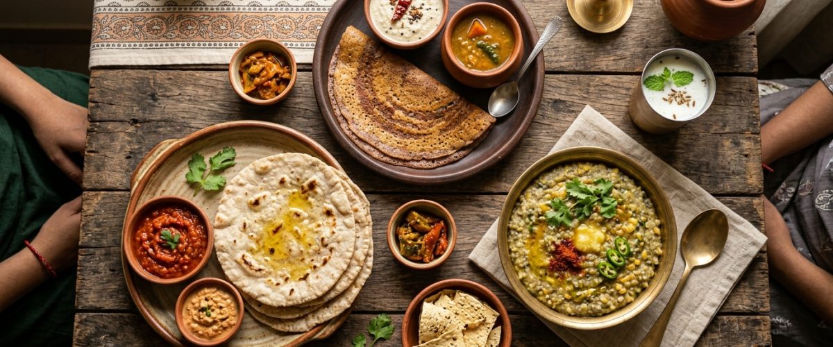 Healthy Indian millet dishes including ragi dosa and jowar roti 2026