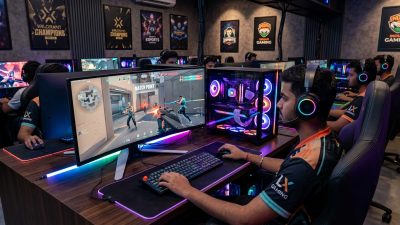 Indian gamer at high-end PC gaming setup with RGB lighting 2026