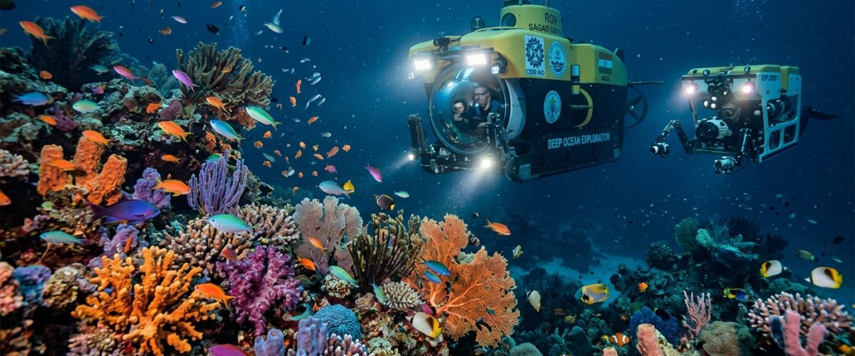 Marine biology research vessel studying deep-sea species in Indian Ocean