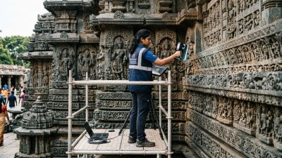 Historic Indian heritage monument being preserved with modern digital technology