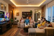 Indian family watching streaming content on a smart television in 2026