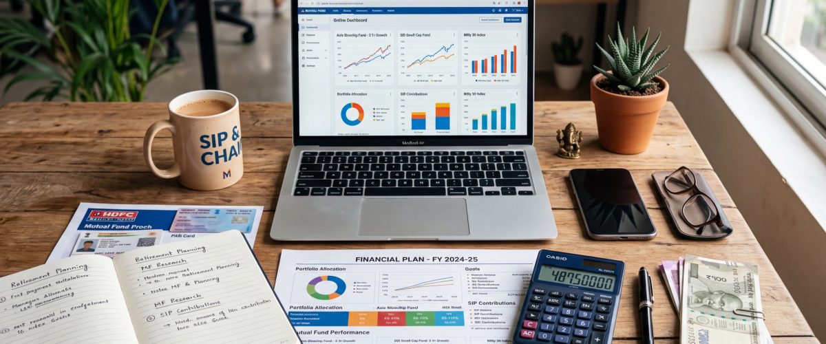 Indian investor reviewing personal finance and tax planning documents for 2026