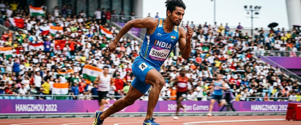 India athletics Asian Games 2026 - Indian sprinter on athletics track