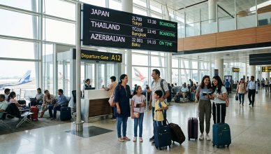 Indian outbound travel 2026 - travelers at international airport departure