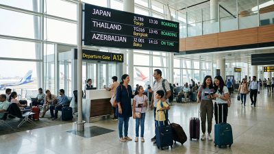 Indian outbound travel 2026 - travelers at international airport departure