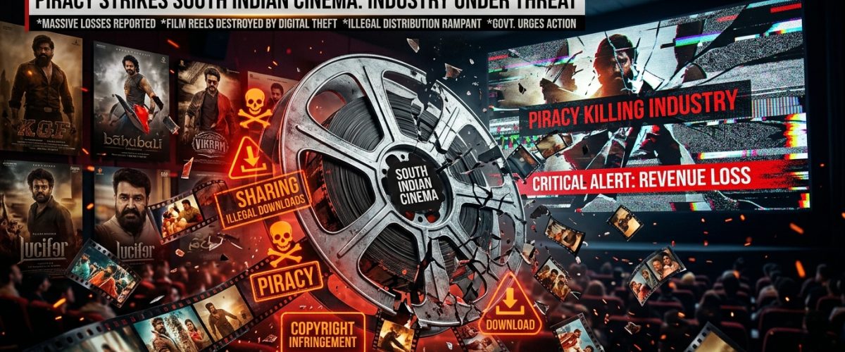 Film reel breaking apart symbolising piracy controversy around Jana Nayagan movie leak in 2026