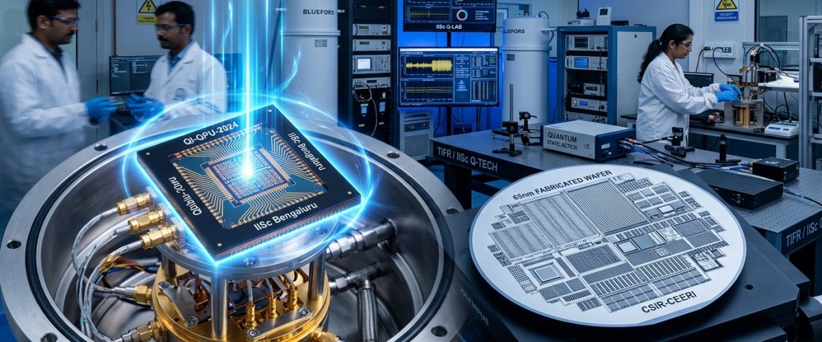 Quantum computer circuit board and semiconductor chip representing India's science breakthroughs in 2026