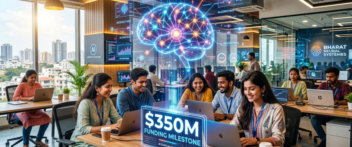 Sarvam AI startup office celebrating $350 million funding milestone