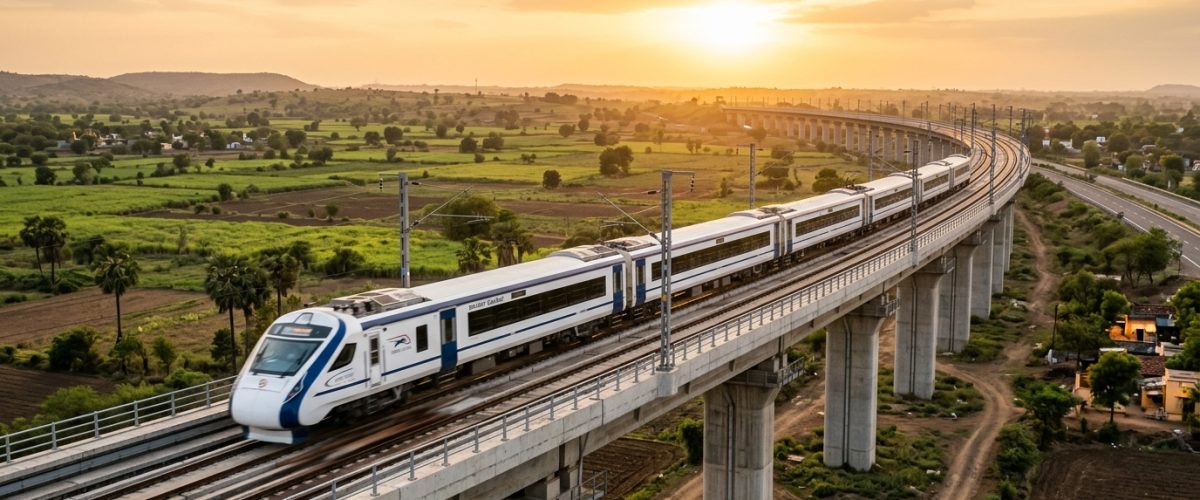 India's bullet train on elevated viaduct corridor in Gujarat
