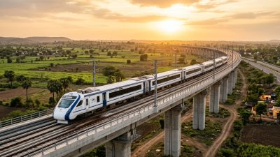 India's bullet train on elevated viaduct corridor in Gujarat