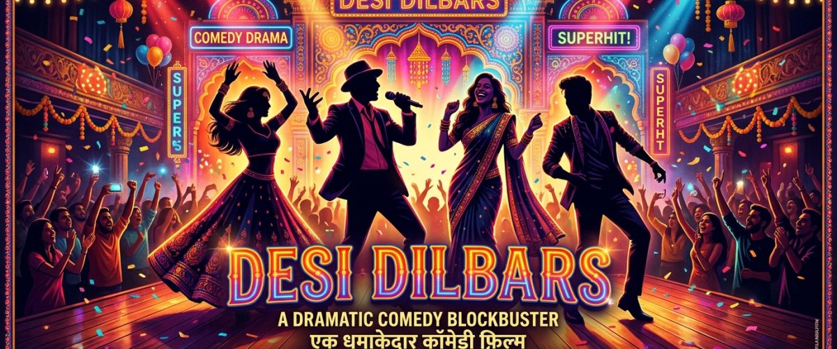 Vibrant Bollywood-style poster scene representing Pati Patni Aur Woh Do comedy film