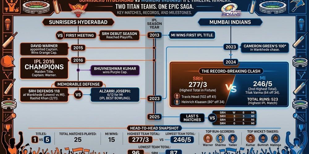 Sunrisers Hyderabad vs Mumbai Indians Timeline