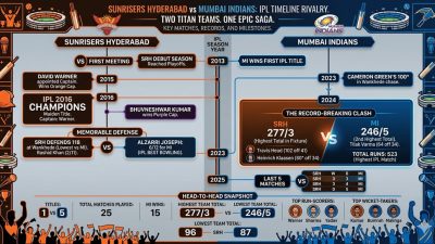 Sunrisers Hyderabad vs Mumbai Indians Timeline