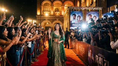 Collage of April 2026 Bollywood movie posters featuring Dacoit and Bhooth Bangla promotional art