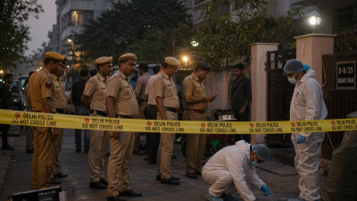 Delhi police investigation team working at residential colony crime scene with forensic examination