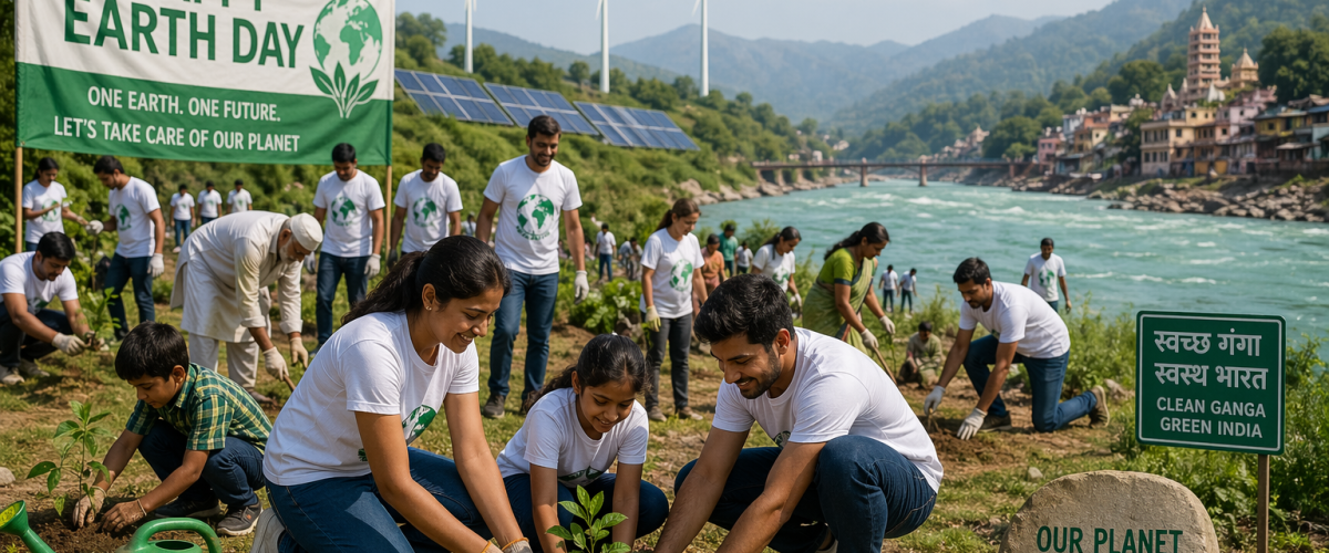 Earth Day 2026 India climate action tree planting solar energy wind turbines