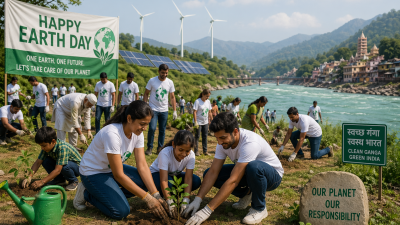 Earth Day 2026 India climate action tree planting solar energy wind turbines