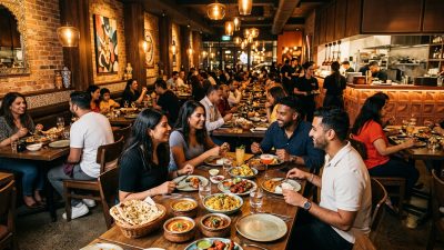 Colourful Bollywood romantic comedy scene with festive Indian wedding decorations