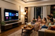 Smart TV showing streaming content in modern Indian living room