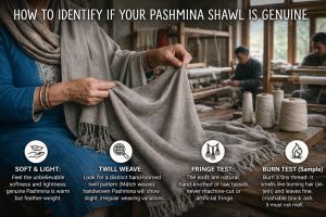 how to identify if the pashmina shawl i am buying is genuine