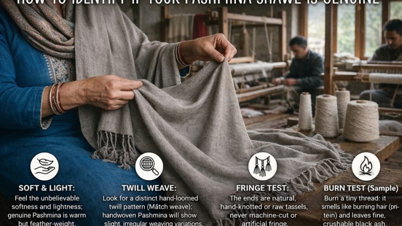 how to identify if the pashmina shawl i am buying is genuine