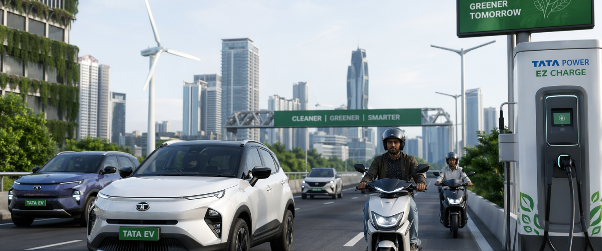 India electric vehicles EV sales record FY26 Tata Mahindra two-wheelers charging stations
