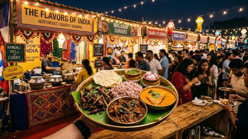 Indian food festival showcasing diverse regional cuisines from Northeast, Chettinad, and Konkani traditions