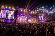 Spectacular live concert stage in India with LED screens and colorful lights