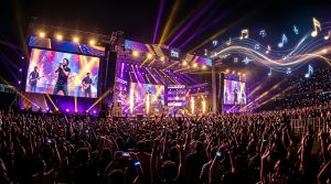 Spectacular live concert stage in India with LED screens and colorful lights