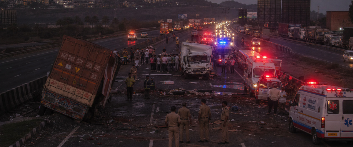 13 killed in Palghar highway accident as engagement-bound tempo collides with container truck on Mumbai Ahmedabad highway