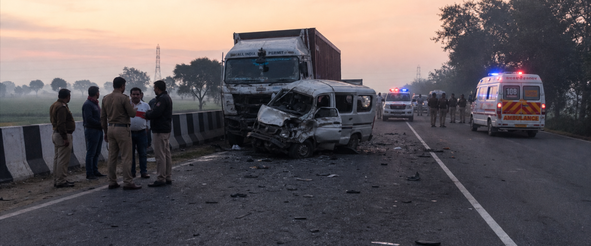 10 killed in van-truck head-on collision on National Highway 730 in Lakhimpur Kheri Uttar Pradesh