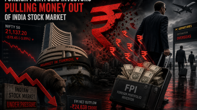 Foreign portfolio investors withdrawing capital from Indian equity markets with bearish trend indicators