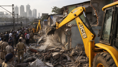 Mumbai Garib Nagar Demolition Drive Turns Violent as Over 400 Structures Razed Near Bandra Station f