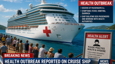 Caribbean Princess cruise ship at sea during norovirus outbreak with health response teams