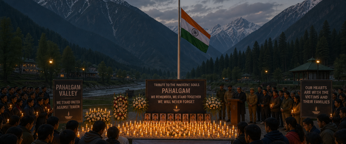 Pahalgam terror attack first anniversary memorial tribute with candlelight vigil in Kashmir valley