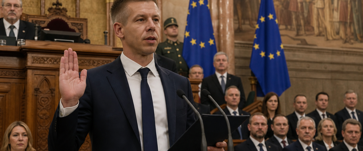 Peter Magyar being sworn in as Hungary new Prime Minister at Parliament in Budapest