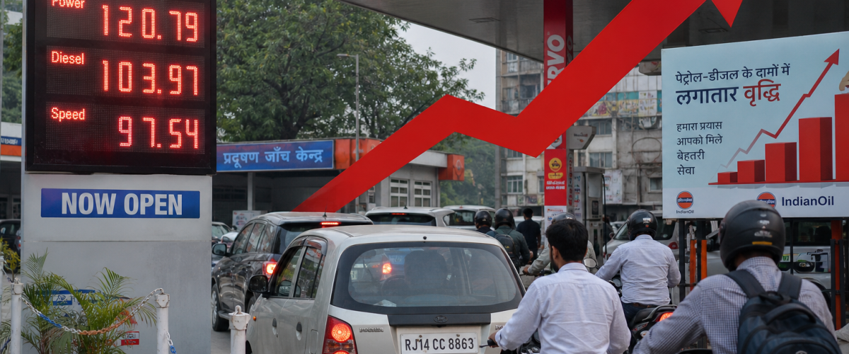 Petrol and diesel prices hiked again by 90 paise per litre at Indian petrol pump in second increase within five days