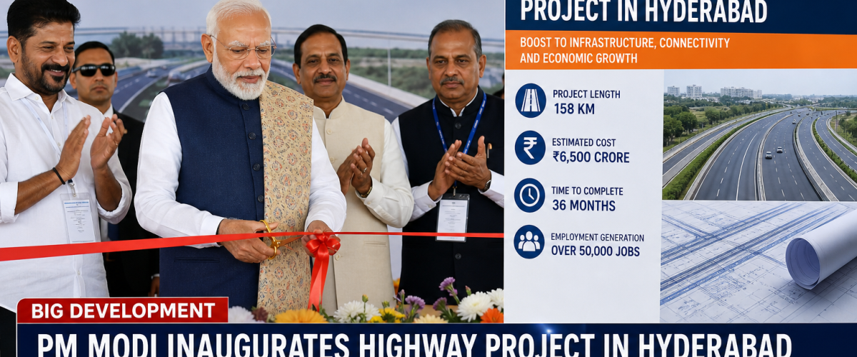 PM Narendra Modi inaugurating development projects in Hyderabad Telangana with infrastructure models