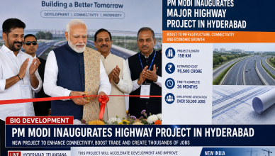 PM Narendra Modi inaugurating development projects in Hyderabad Telangana with infrastructure models