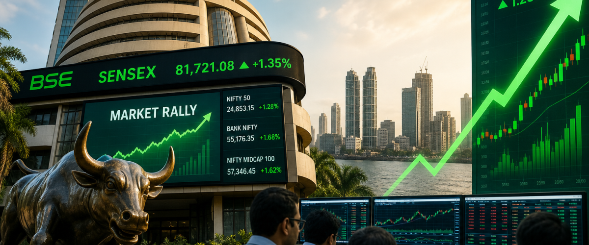 Sensex Surges Over 500 Points and Nifty Crosses 23800 as Middle East Peace Hopes and Nvidia Earnings