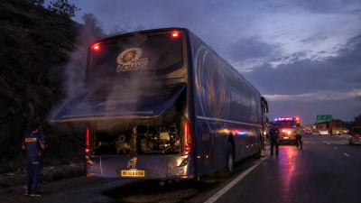 Gujarat Titans Team Bus Catches Fire After IPL 2026 Final — All Players and Staff Evacuated Safely