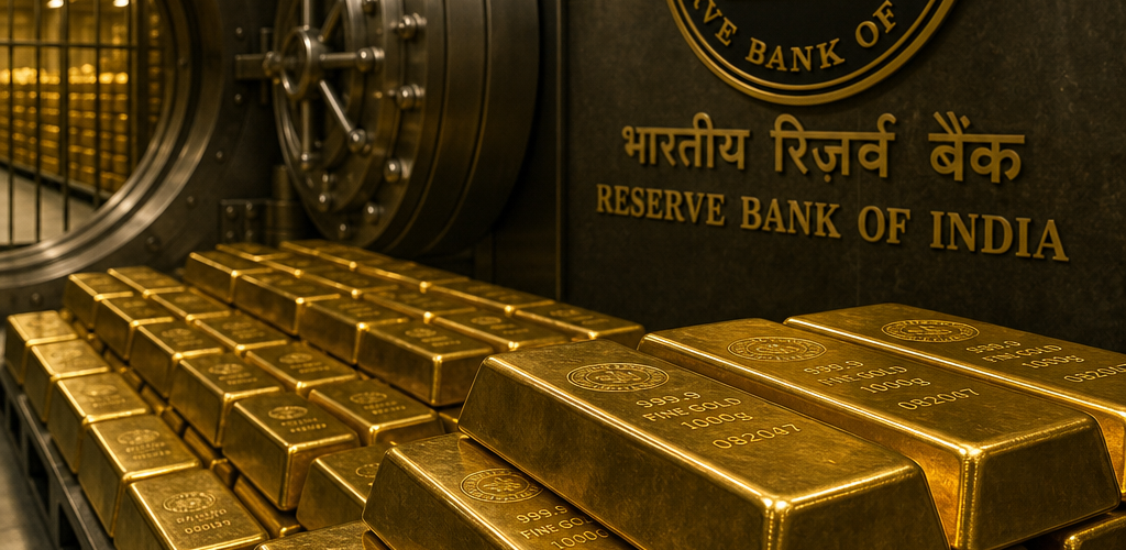 Gold reserves in secure vault representing RBI's gold holdings amid controversy