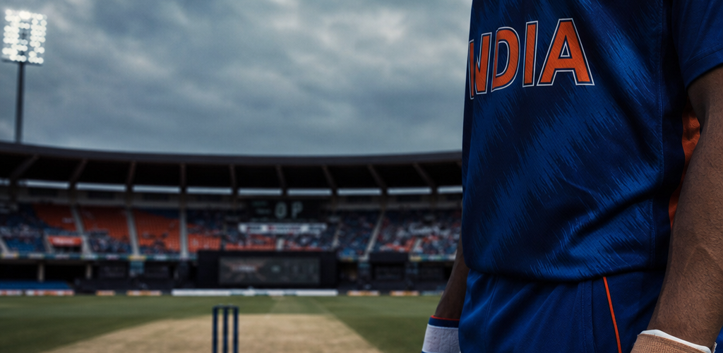 Empty batting crease symbolizing Virat Kohli absence from India vs Afghanistan ODI series
