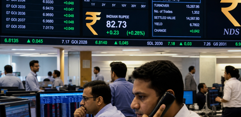 Indian bond market screens showing G-Sec trading after FII capital gains tax exemption announcement