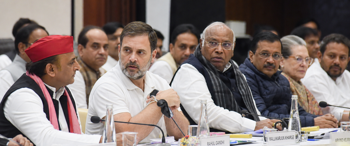 INDIA bloc opposition leaders at Constitution Club New Delhi