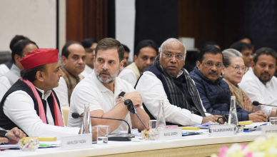 INDIA bloc opposition leaders at Constitution Club New Delhi