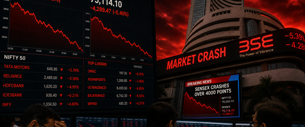 Sensex and Nifty crash on Bombay Stock Exchange screens