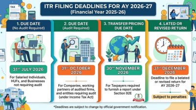 ITR filing deadlines for AY 2026-27